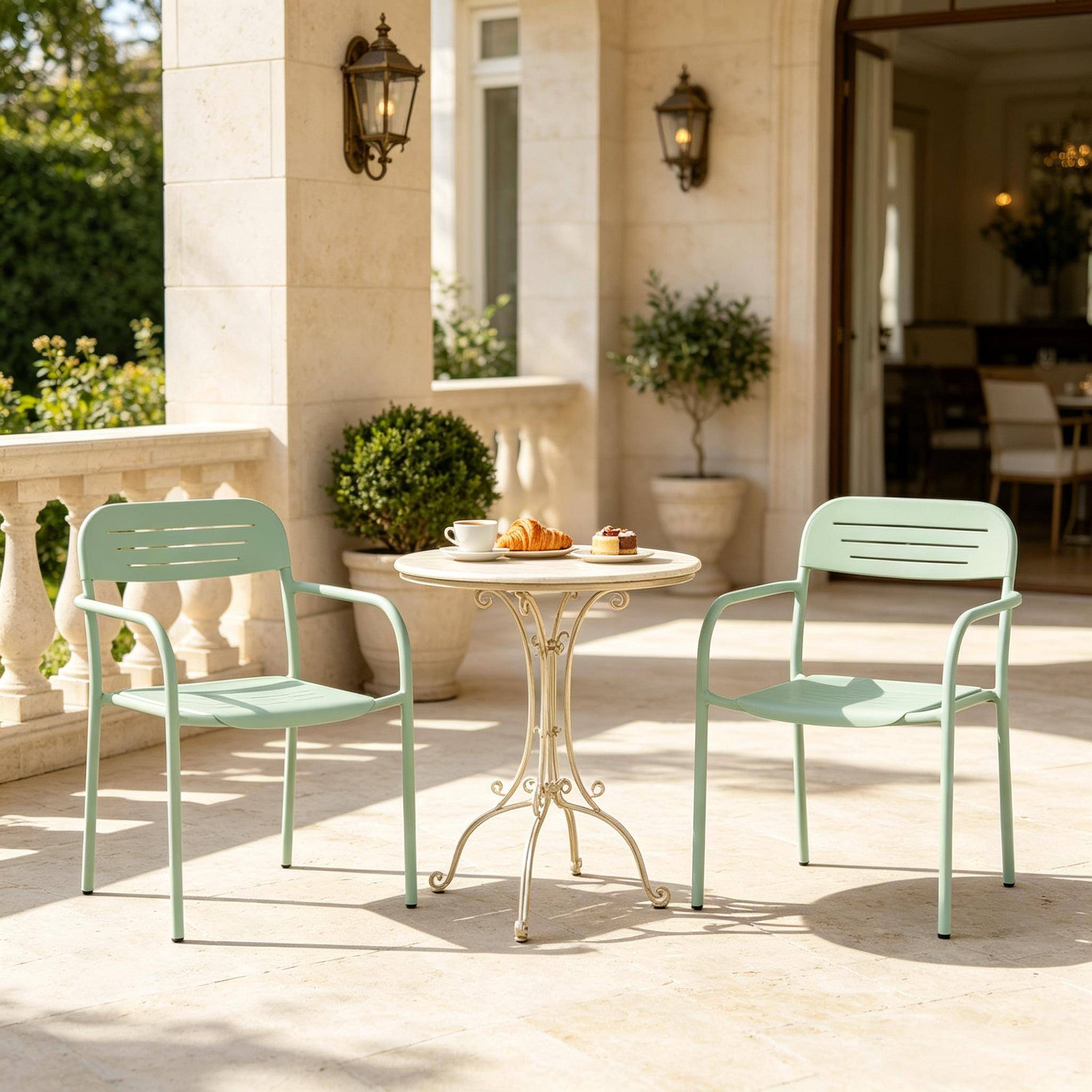 ComfortXL - Lot de 2 fauteuils de jardin métal vert 56 x 58 x 78 cm empilables terrasse - ComfortXL Outdoor Living