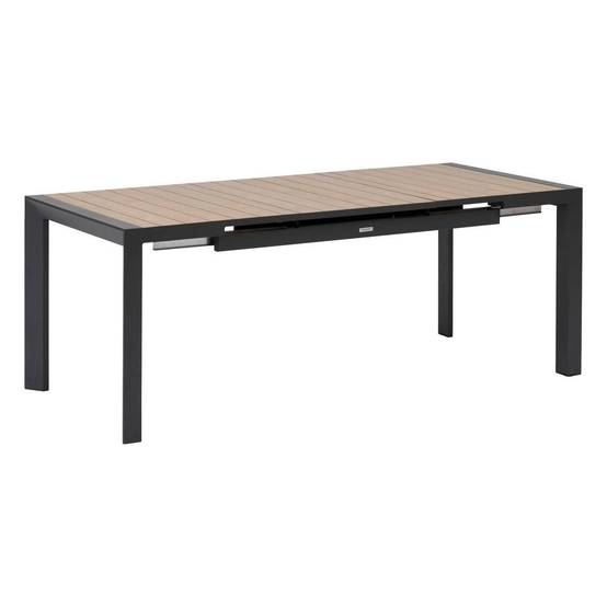 Hesperide - Table de jardin extensible "Évasion" effet bois honey & graphite 8 places lates en aluminium Hespéride - Image 3