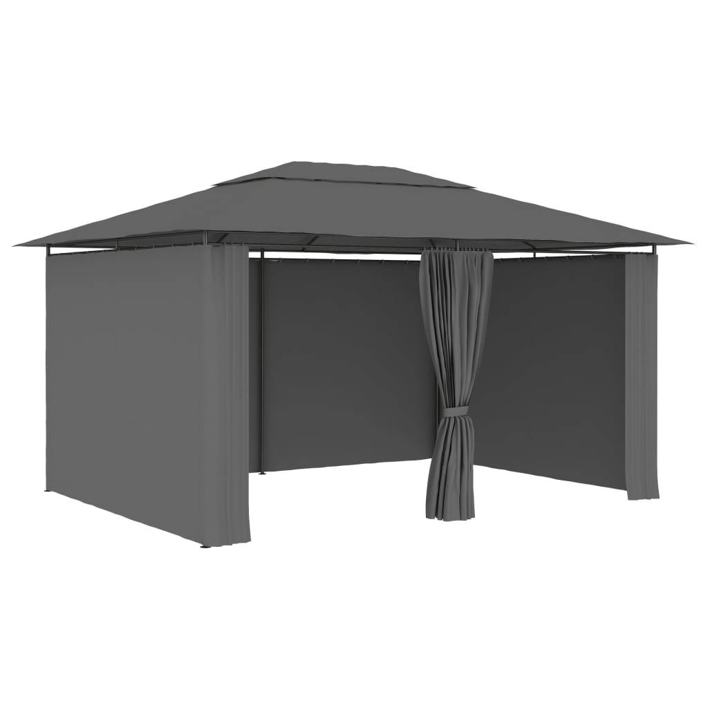ComfortXL - Tonnelle de Jardin avec Rideaux Acier et Tissu Polyester Toit Ventilé Anthracite 4x3 m – ComfortXL Outdoor Living - Image 1
