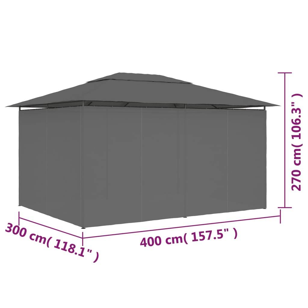 ComfortXL - Tonnelle de Jardin avec Rideaux Acier et Tissu Polyester Toit Ventilé Anthracite 4x3 m – ComfortXL Outdoor Living - Image 9