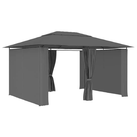 ComfortXL - Tonnelle de Jardin avec Rideaux Acier et Tissu Polyester Toit Ventilé Anthracite 4x3 m – ComfortXL Outdoor Living - Image 2