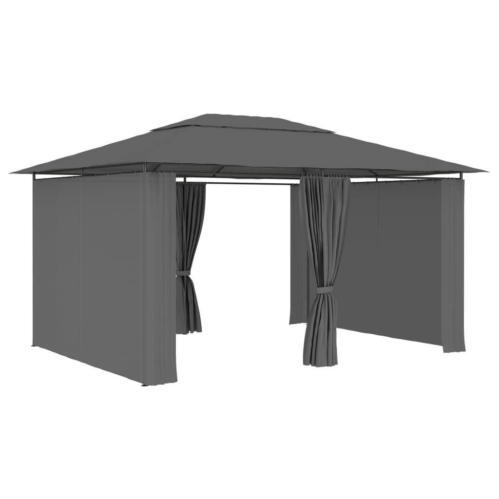 ComfortXL - Tonnelle de Jardin avec Rideaux Acier et Tissu Polyester Toit Ventilé Anthracite 4x3 m – ComfortXL Outdoor Living - Image 2