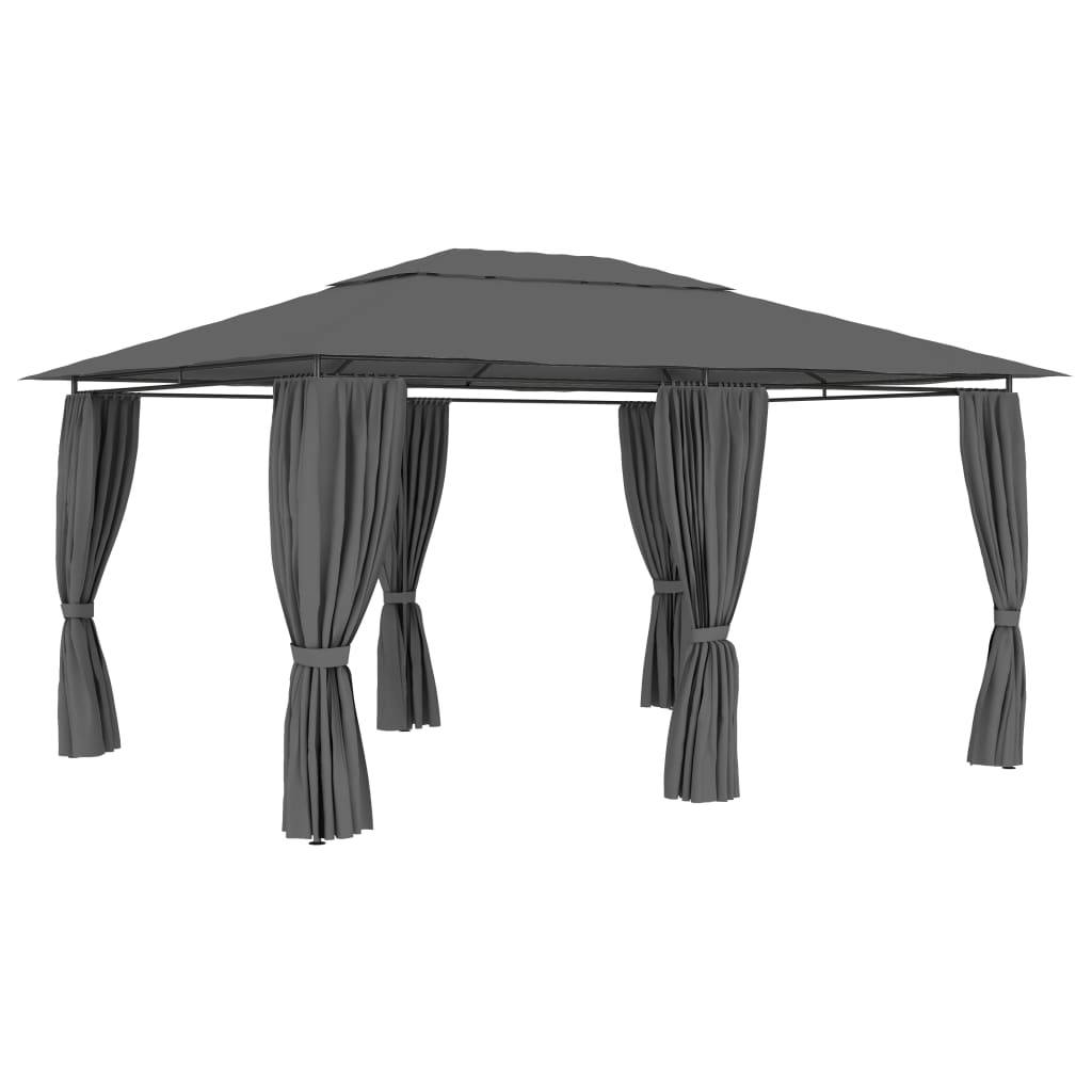ComfortXL - Tonnelle de Jardin avec Rideaux Acier et Tissu Polyester Toit Ventilé Anthracite 4x3 m – ComfortXL Outdoor Living - Image 3