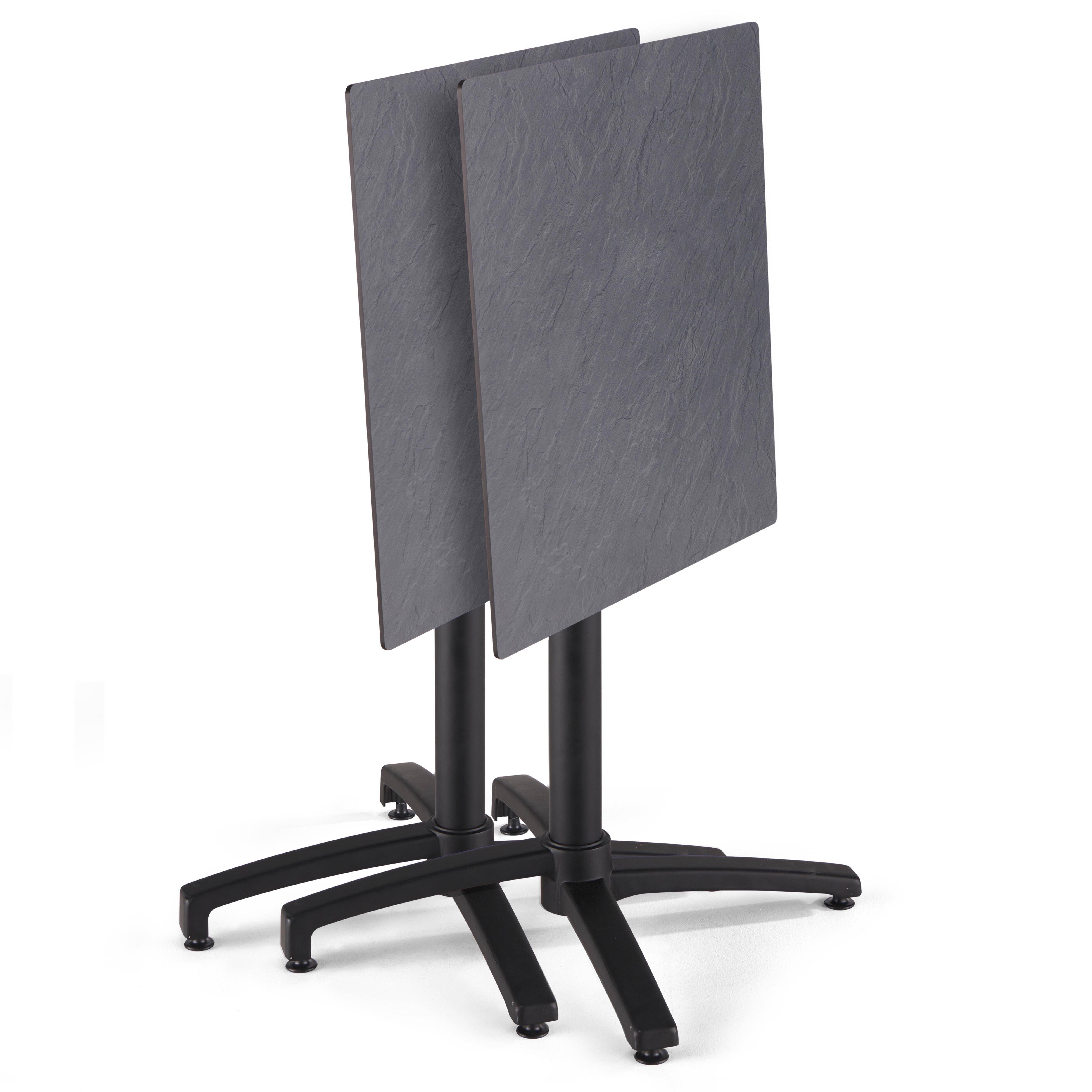 Oviala - Ensemble table de terrasse stratifié ardoise gris et 2 fauteuils taupe - Oviala - Imagen 3