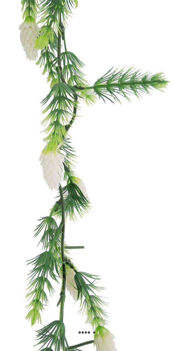 Artificielles - Guirlande de 30 pommes de pin artificielles blanc plastique L 180 cm - couleur: Blanc neige - Imagen 1