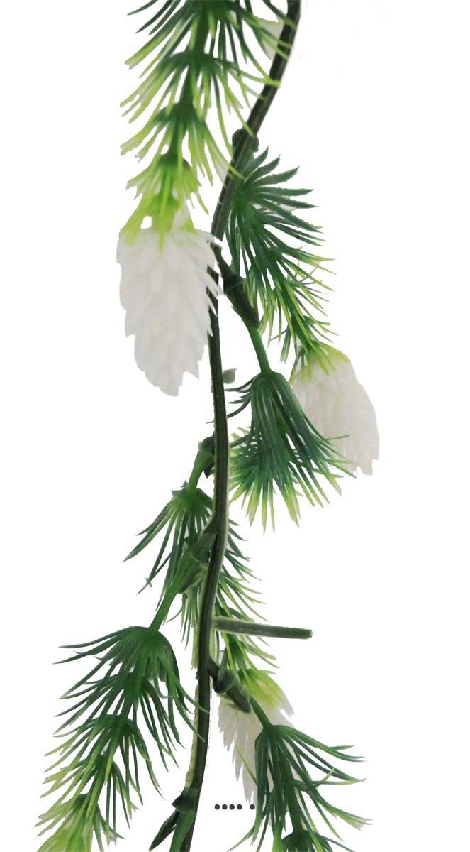 Artificielles - Guirlande de 30 pommes de pin artificielles blanc plastique L 180 cm - couleur: Blanc neige - Imagen 2
