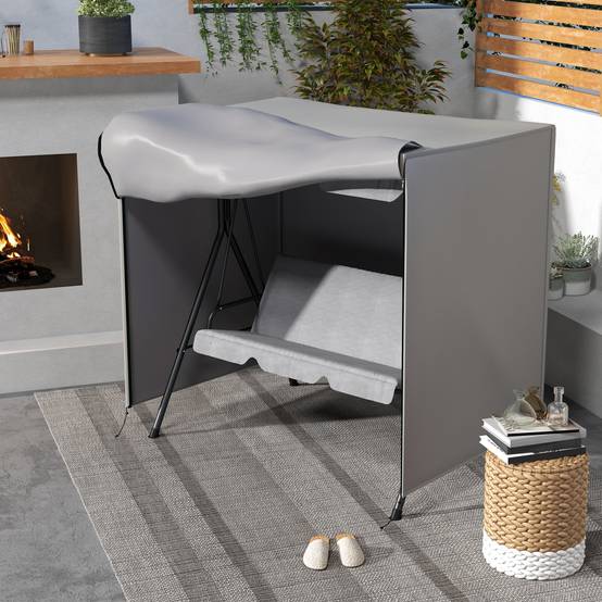 Housse de Protection Balancelle Polyester Jardin Terrasse Imperméable Gris - ComfortXL Outdoor Living - Image 3