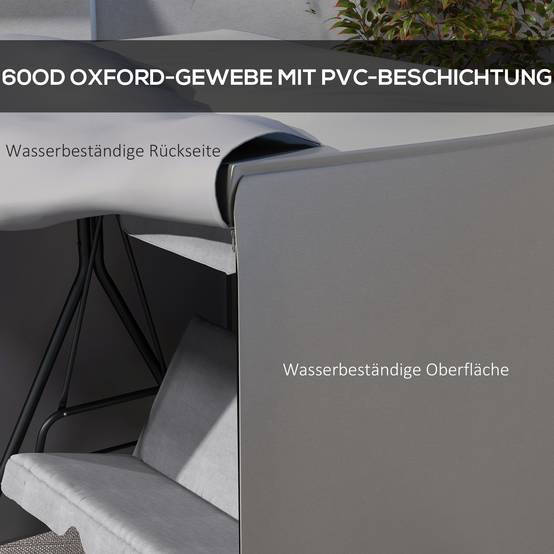 Housse de Protection Balancelle Polyester Jardin Terrasse Imperméable Gris - ComfortXL Outdoor Living - Image 7