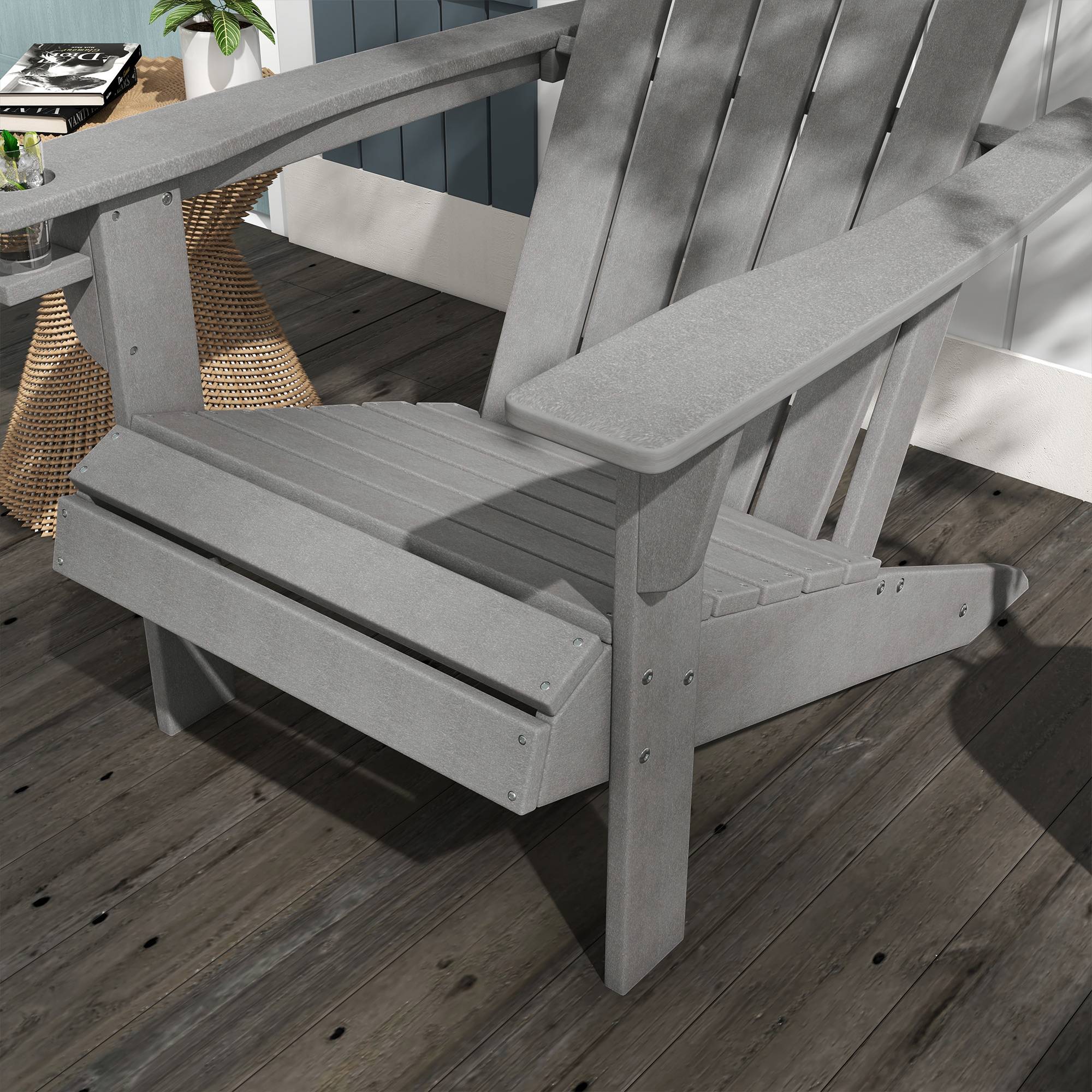 Fauteuil de jardin ergonomique en HDPE Gris, résistant aux UV et intempéries, 75 x 87 x 90 cm - Image 9