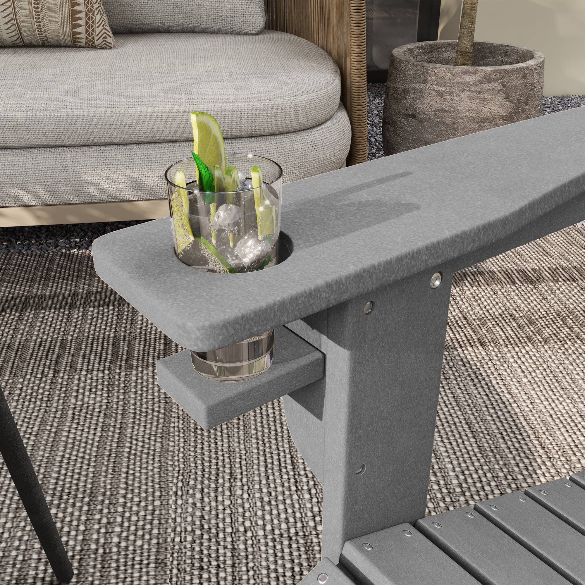 Fauteuil de jardin ergonomique en HDPE Gris, résistant aux UV et intempéries, 75 x 87 x 90 cm - Image 8