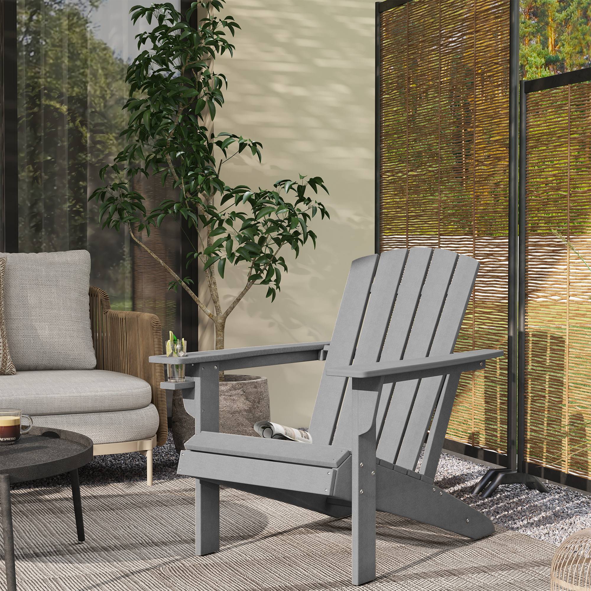 Fauteuil de jardin ergonomique en HDPE Gris, résistant aux UV et intempéries, 75 x 87 x 90 cm - Image 2