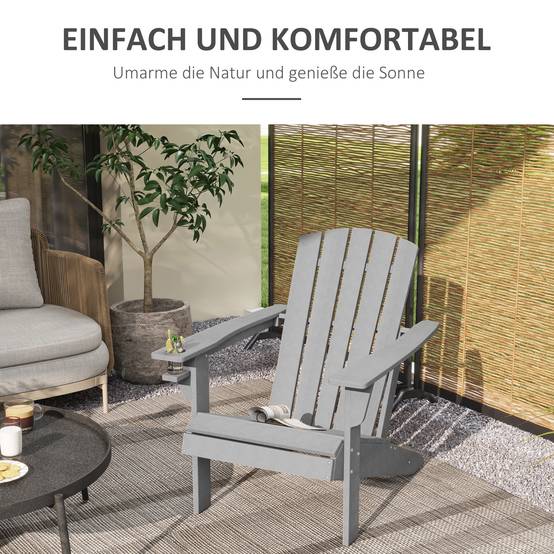 Fauteuil de jardin ergonomique en HDPE Gris, résistant aux UV et intempéries, 75 x 87 x 90 cm - Image 4