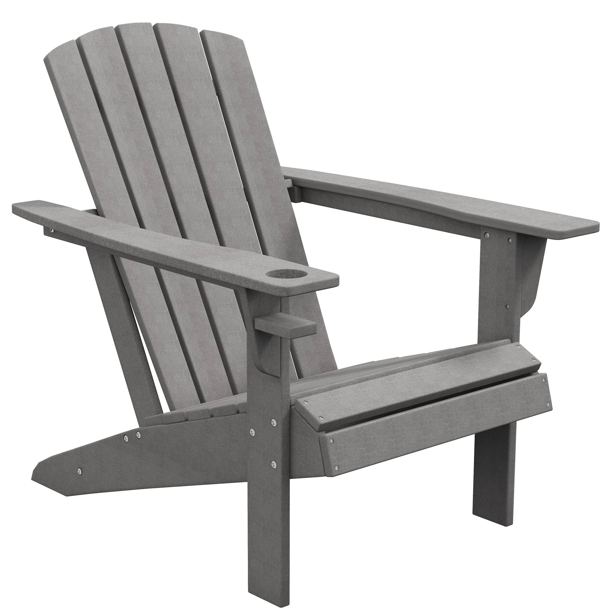Fauteuil de jardin ergonomique en HDPE Gris, résistant aux UV et intempéries, 75 x 87 x 90 cm - Image 1