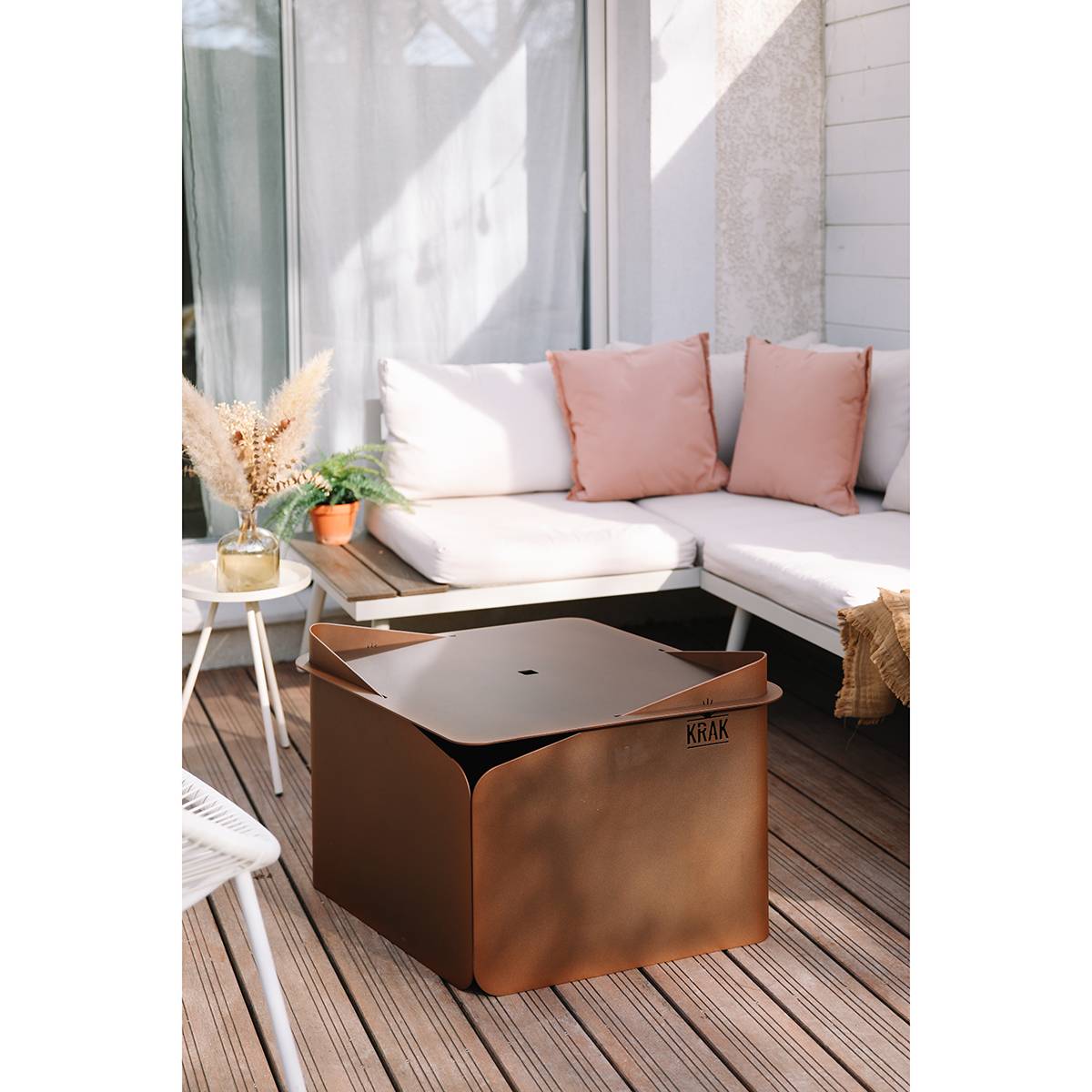 Brasero à bois + plateau 79x69cm LEVANT + PLATEAU FLEUR DE ROUILLE Krak - Imagen 5
