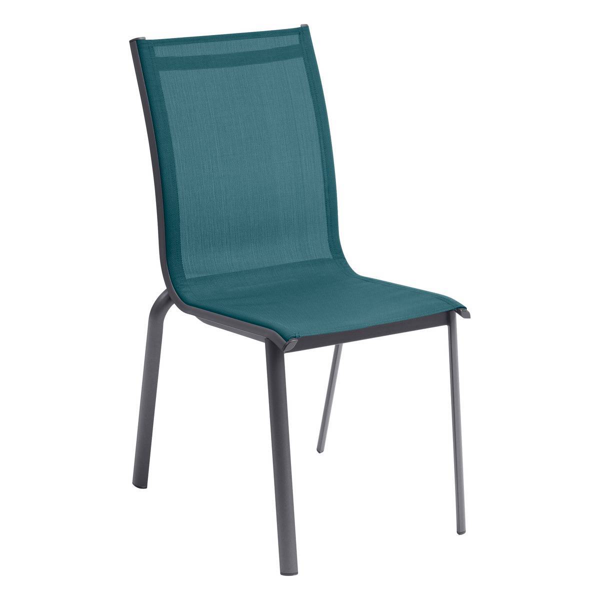 Hesperide - Chaise de jardin empilable "Axant" bleu canard & graphite en aluminium traité époxy Hespéride - Image 1