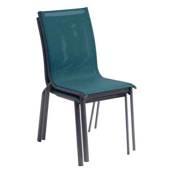 Hesperide - Chaise de jardin empilable "Axant" bleu canard & graphite en aluminium traité époxy Hespéride - Image 2