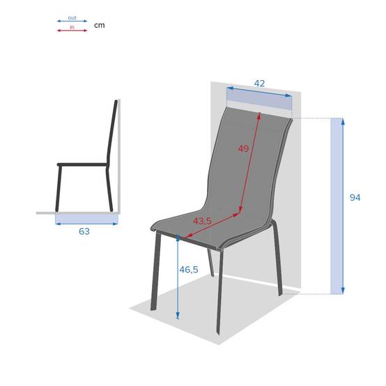 Hesperide - Chaise de jardin empilable "Axant" bleu canard & graphite en aluminium traité époxy Hespéride - Image 4