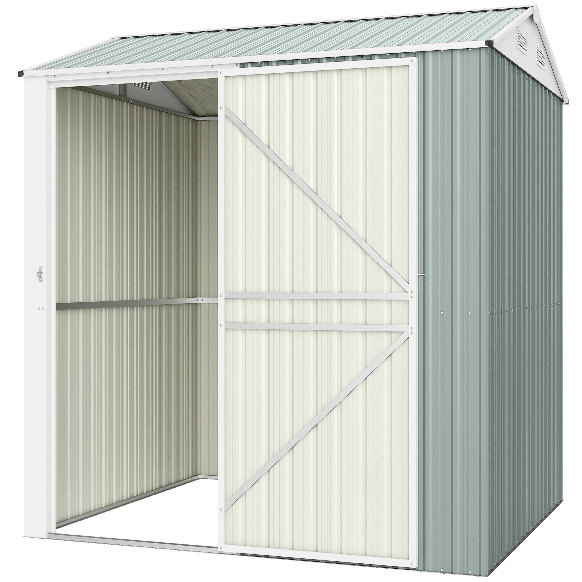 Abri métal 3,5m² haut verrouillable outillage toit double pente aérations gants 209x177x236cm - Image 2