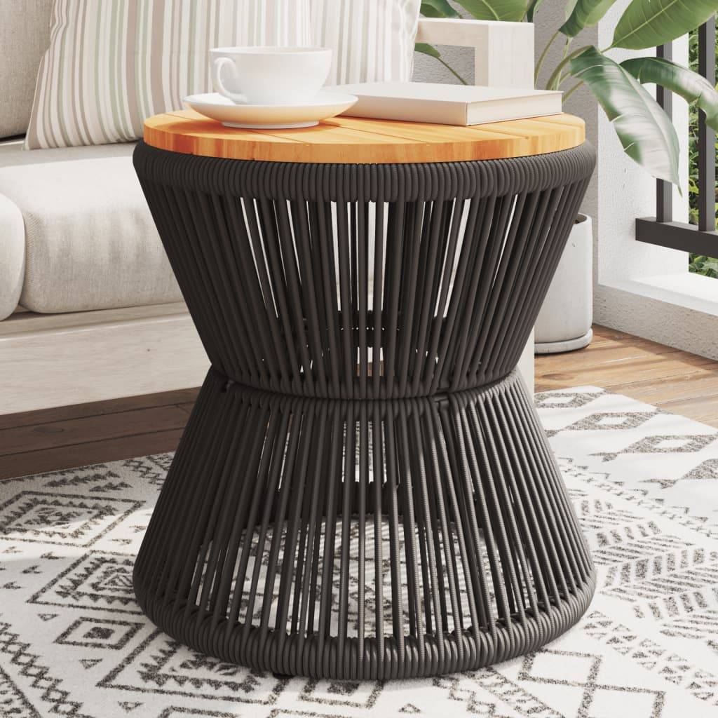Table d'Appoint Ronde en Bois d'Acacia et Pied Filaire Noir, Diamètre 45cm pour Salon – ComfortXL Outdoor Living - Image 1
