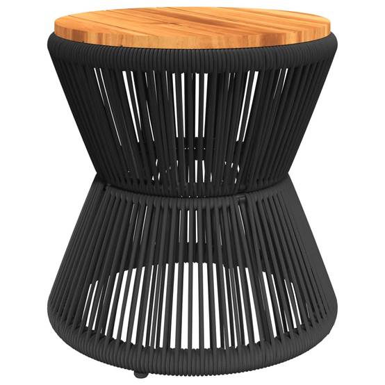 Table d'Appoint Ronde en Bois d'Acacia et Pied Filaire Noir, Diamètre 45cm pour Salon – ComfortXL Outdoor Living - Image 2