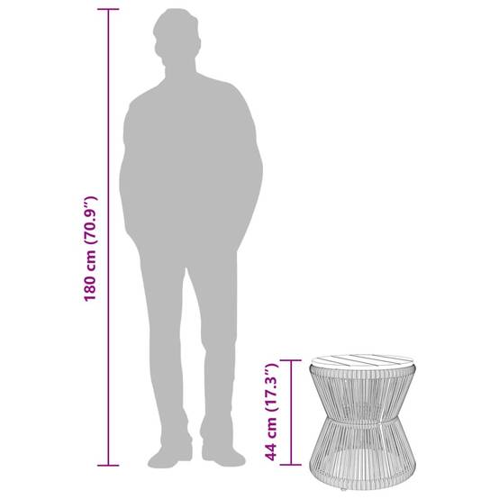 Table d'Appoint Ronde en Bois d'Acacia et Pied Filaire Noir, Diamètre 45cm pour Salon – ComfortXL Outdoor Living - Image 7