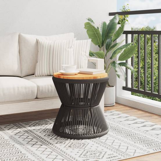 Table d'Appoint Ronde en Bois d'Acacia et Pied Filaire Noir, Diamètre 45cm pour Salon – ComfortXL Outdoor Living - Image 3