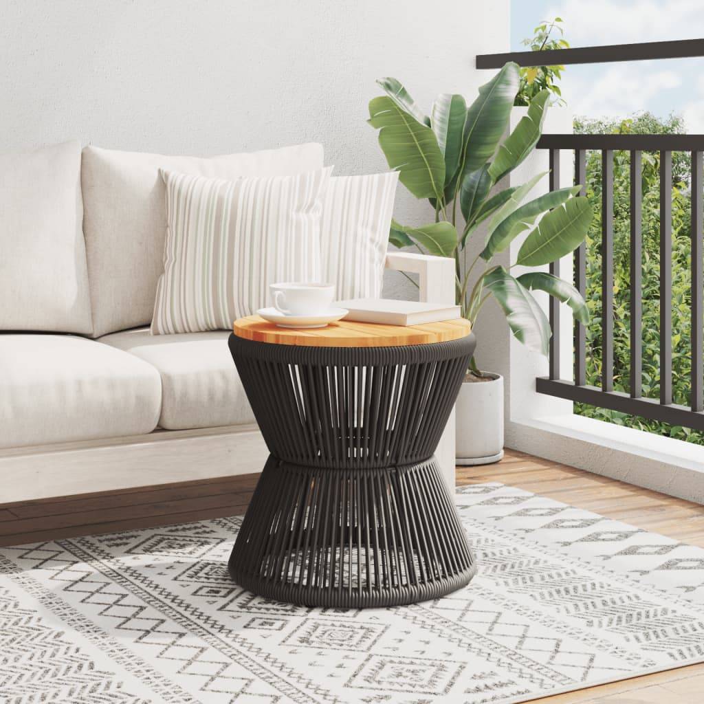Table d'Appoint Ronde en Bois d'Acacia et Pied Filaire Noir, Diamètre 45cm pour Salon – ComfortXL Outdoor Living - Image 3