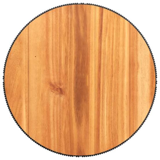 Table d'Appoint Ronde en Bois d'Acacia et Pied Filaire Noir, Diamètre 45cm pour Salon – ComfortXL Outdoor Living - Image 8