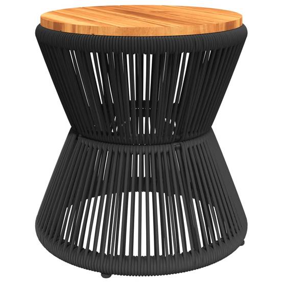 Table d'Appoint Ronde en Bois d'Acacia et Pied Filaire Noir, Diamètre 45cm pour Salon – ComfortXL Outdoor Living - Image 5