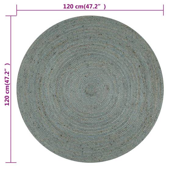 Tapis Rond en Jute Tressé Artisanal pour Salon ou Chambre Style Bohème Vert Olive 120 cm – ComfortXL Outdoor Living - Image 6