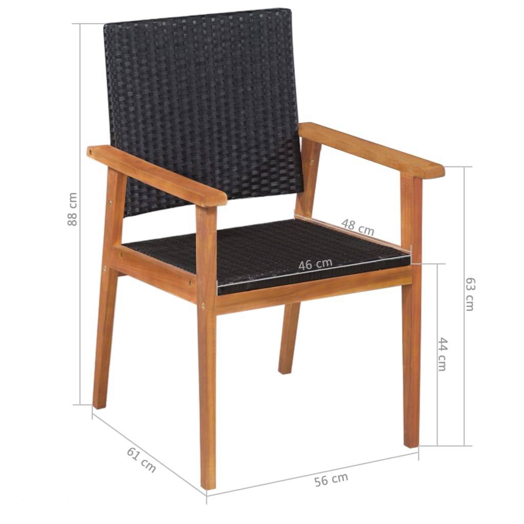 Salon de jardin 4 personnes résine tressée et bois pour repas extérieur Noir – ComfortXL Outdoor Living - Image 7