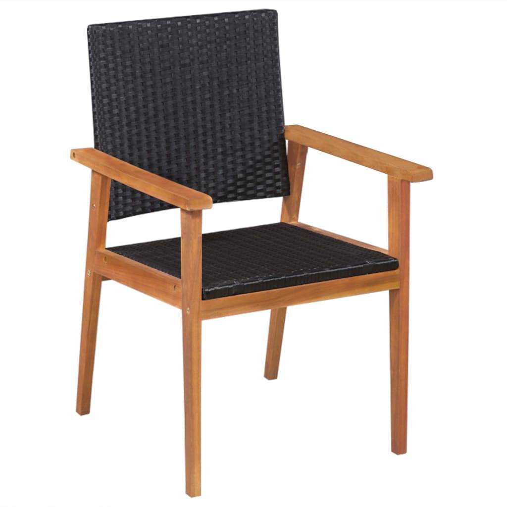 Salon de jardin 4 personnes résine tressée et bois pour repas extérieur Noir – ComfortXL Outdoor Living - Image 4
