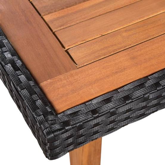 Salon de jardin 4 personnes résine tressée et bois pour repas extérieur Noir – ComfortXL Outdoor Living - Image 3