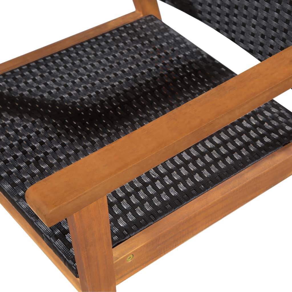 Salon de jardin 4 personnes résine tressée et bois pour repas extérieur Noir – ComfortXL Outdoor Living - Image 5