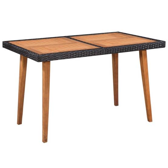 Salon de jardin 4 personnes résine tressée et bois pour repas extérieur Noir – ComfortXL Outdoor Living - Image 2