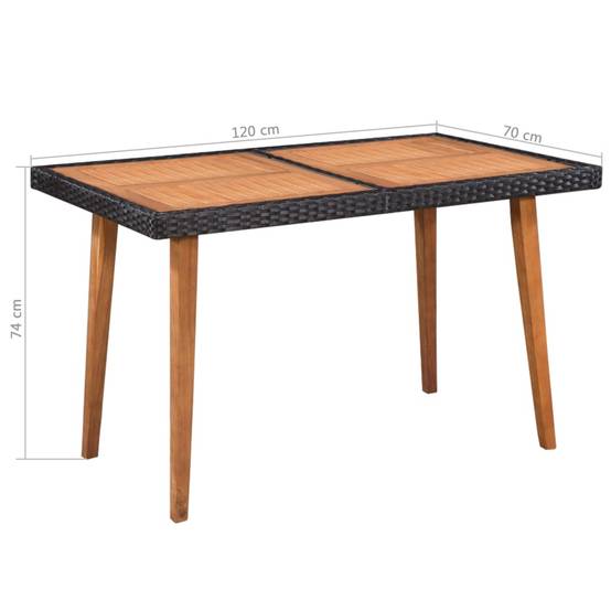 Salon de jardin 4 personnes résine tressée et bois pour repas extérieur Noir – ComfortXL Outdoor Living - Image 6