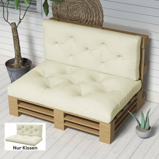 Coussin d'assise capitonné, 120 x 80 x 12 cm, blanc crème - Image 3