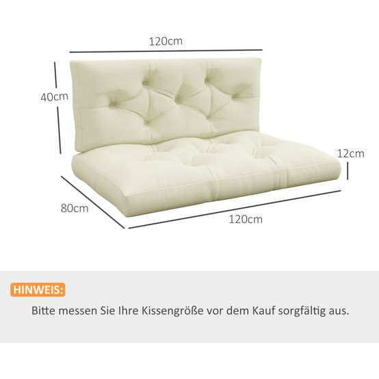 Coussin d'assise capitonné, 120 x 80 x 12 cm, blanc crème - Image 5