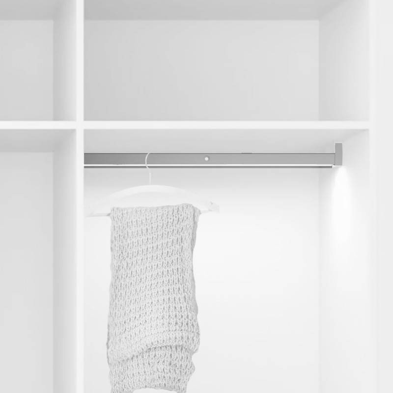 Emuca - Emuca 5074762 Barre De Penderie Pour Armoire Polux Avec Lumière Led Avec Détecteur De Mouvement (12v Dc), 858, Anodisé Mat. - Imagen 1