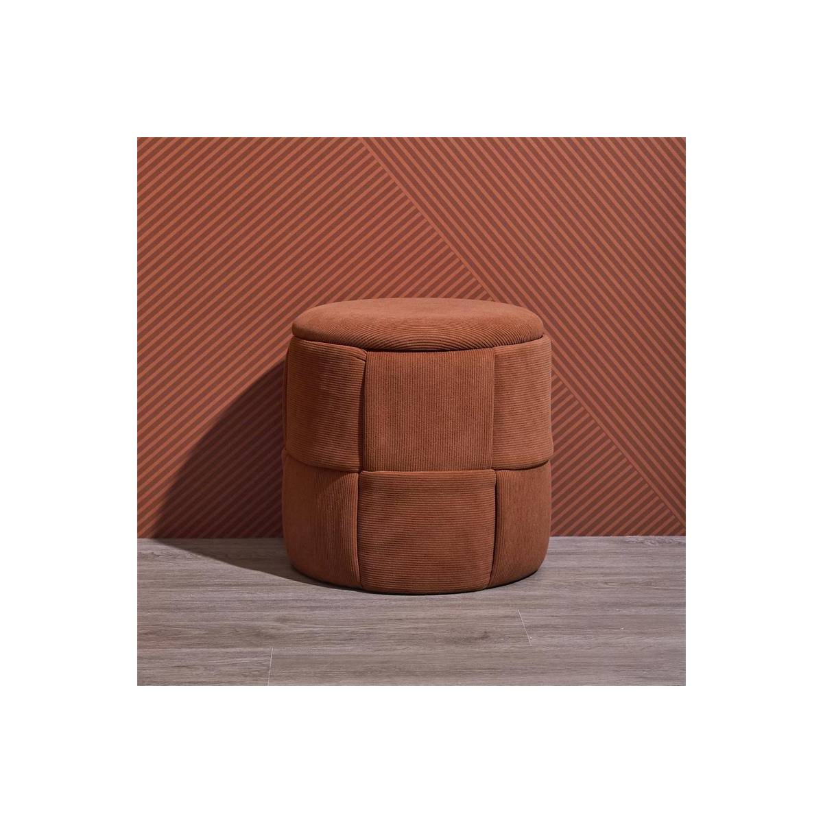 The Home Deco Factory - Pouf Coffre Tressé Côtelé "Jules" 38cm Terracotta - Image 7