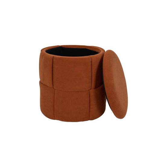 The Home Deco Factory - Pouf Coffre Tressé Côtelé "Jules" 38cm Terracotta - Image 2