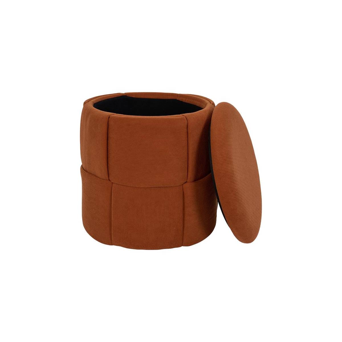 The Home Deco Factory - Pouf Coffre Tressé Côtelé "Jules" 38cm Terracotta - Image 2