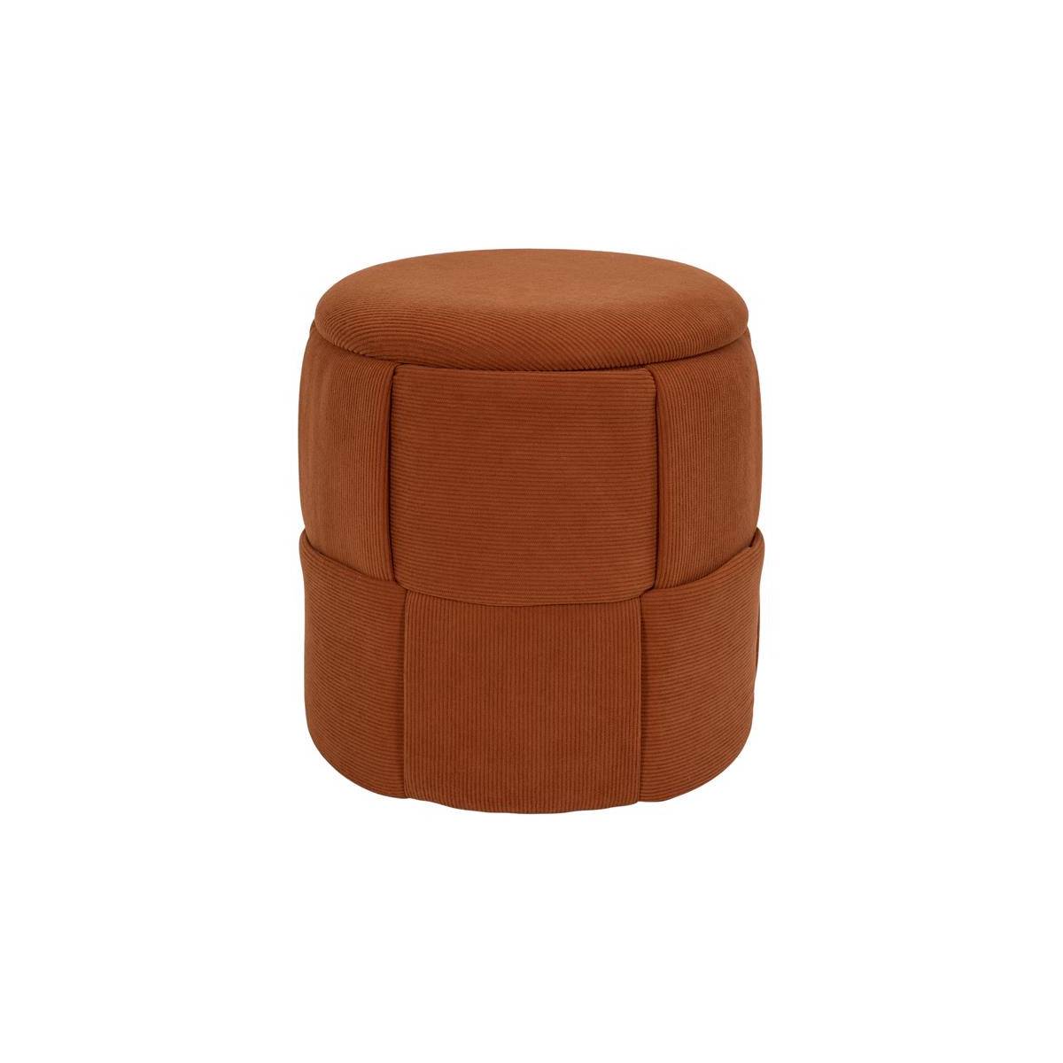 The Home Deco Factory - Pouf Coffre Tressé Côtelé "Jules" 38cm Terracotta