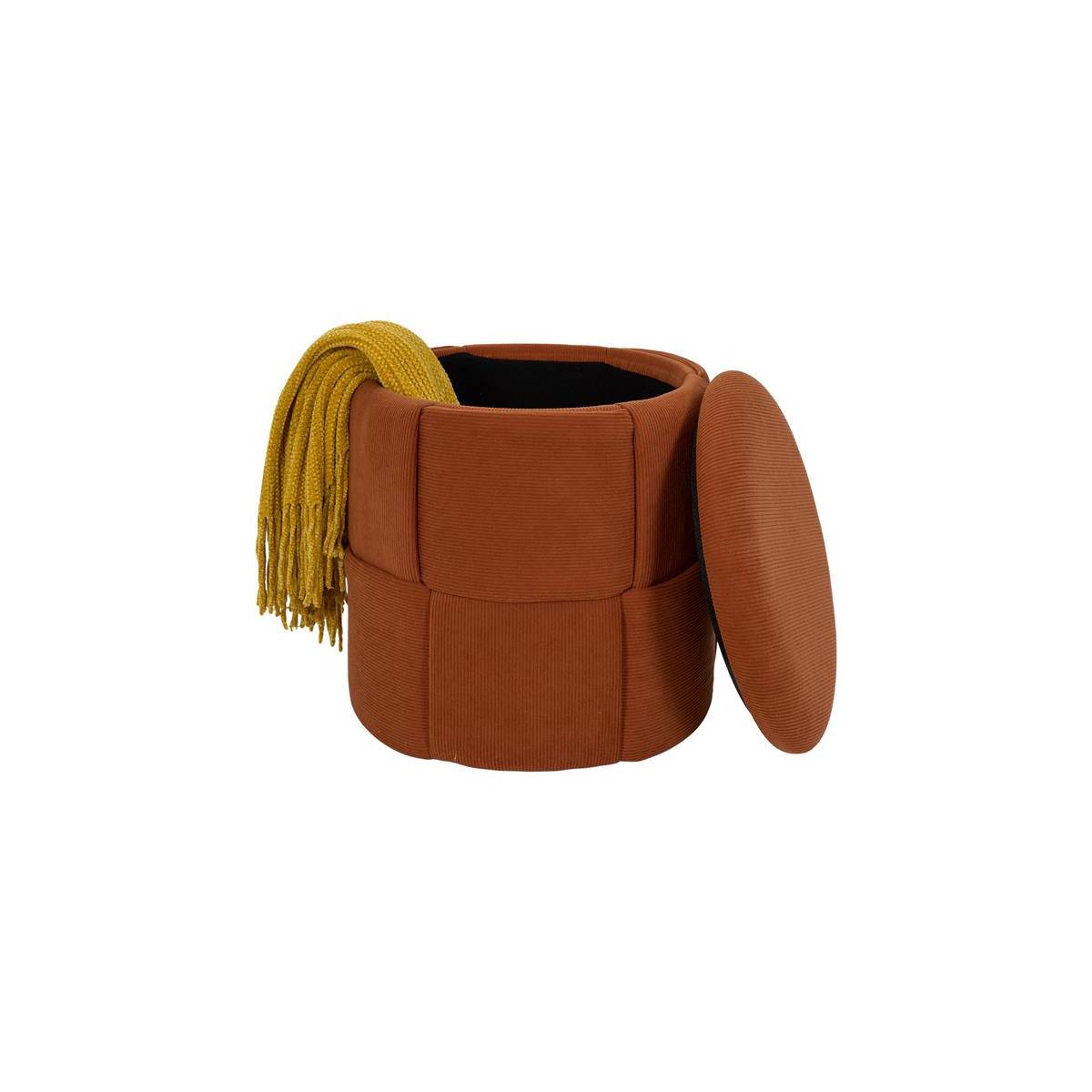 The Home Deco Factory - Pouf Coffre Tressé Côtelé "Jules" 38cm Terracotta - Image 3