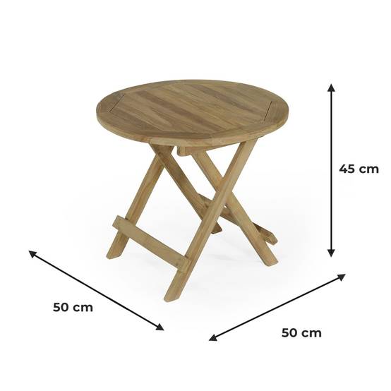 Teck'Attitude - Table basse pliante ronde en teck massif Kuta ø 50 cm - TECK'Attitude - Imagen 6