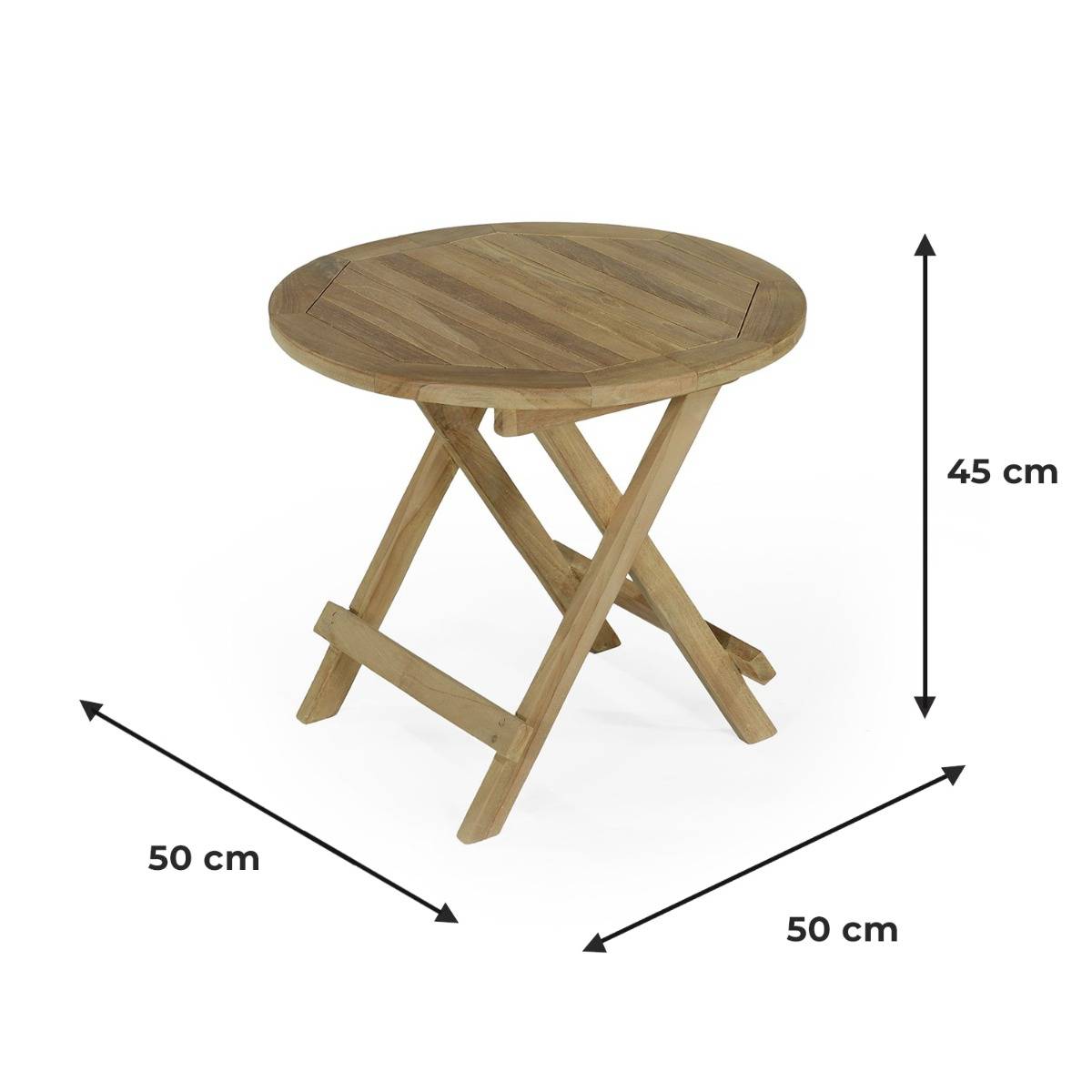 Teck'Attitude - Table basse pliante ronde en teck massif Kuta ø 50 cm - TECK'Attitude - Imagen 6