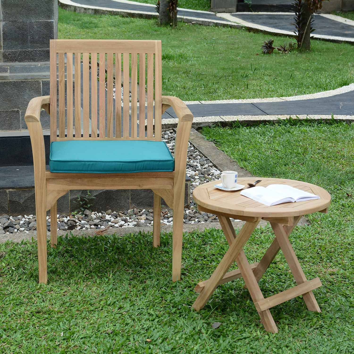 Teck'Attitude - Table basse pliante ronde en teck massif Kuta ø 50 cm - TECK'Attitude - Imagen 8