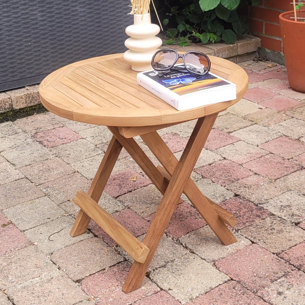Teck'Attitude - Table basse pliante ronde en teck massif Kuta ø 50 cm - TECK'Attitude - Imagen 2