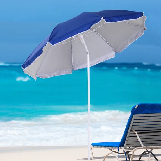Parasol de plage Parasol inclinable octogonal Ø 160 cm - 160x160x205cm Polyester Bleu fr169 - Image 3