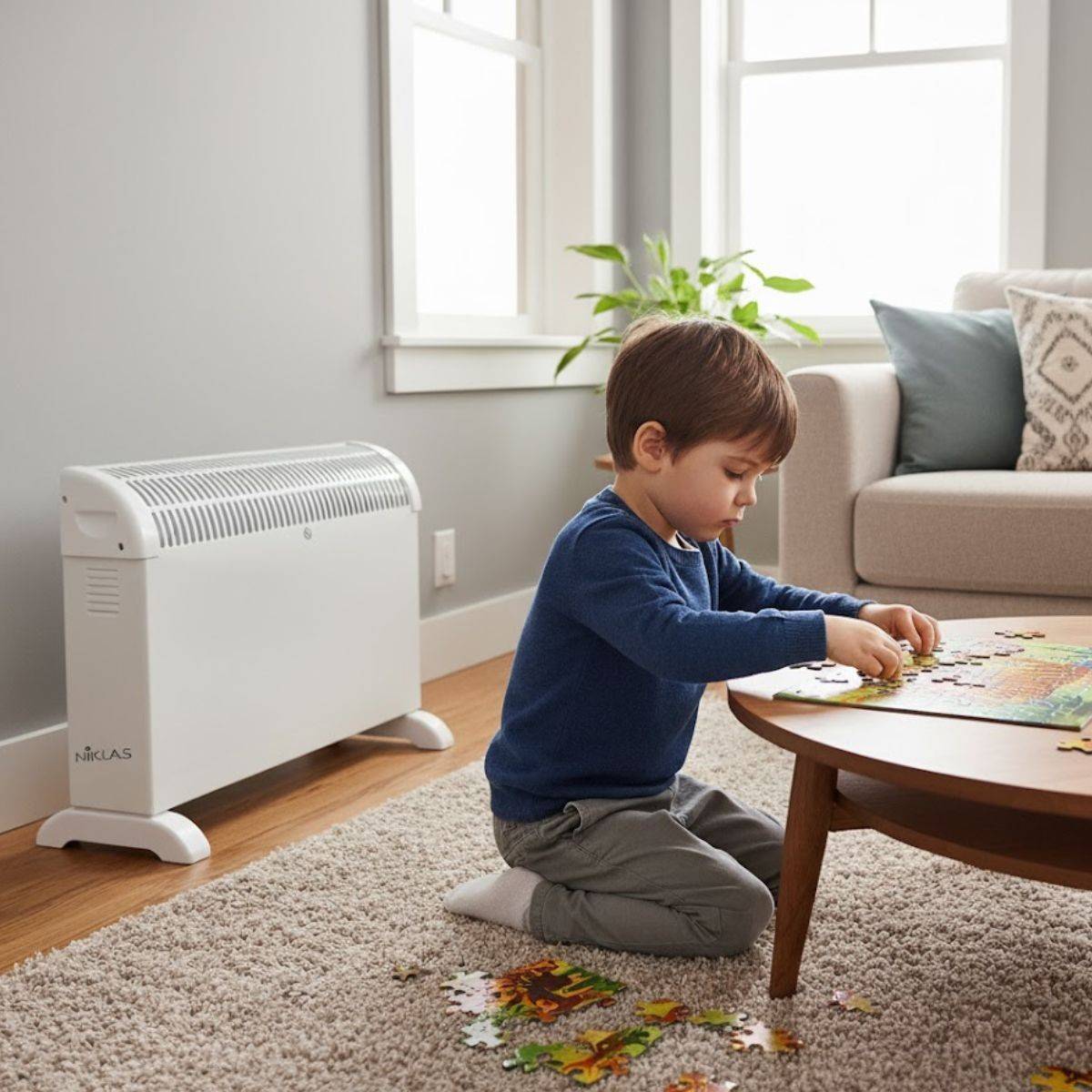 Radiateur Électrique Classic 2000W 3 puissances de chauffe - Chauffage d'appoint sur pieds Thermostat NIKLAS - Imagen 2